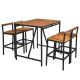 Gymax 5-Pieces PE Rattan Patio Bar Table Set High-Dining Bistro Set with Acacia Wood Top