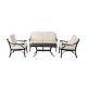 Glitzhome 4-Piece Cast Aluminium Patio Sectional Conversation Sofa Set w/ Beige Olefin Cushions - 2021800006