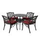 Glitzhome 5-Piece Cast Aluminum Outdoor Dining Set w/ Wine Red Cushions, Olefin Fabric - 2021800010