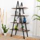 Glitzhome 64.57-inch H Multi-Colored 4-Tier Metal Wooden Bookcases and Ladder Shelves