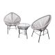 3-Pieces Wicker Outdoor Bistro Set (Gray)