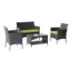 4-Piece Wicker Patio Conversation Set with Green Cushions