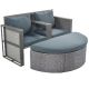 2-Piece All-Weather PE Wicker Patio Conversation Set with Gray Cushions