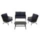 Hampton Bay Bayhurst 4 pc Black Wicker Outdoor Patio Conversation Seating Set w/ CushionGuard Midnight Navy Blue Cushions