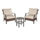 Hampton Bay Harper Creek 3-pc Brown Steel Outdoor Patio Chair Set with CushionGuard Putty Tan Cushions