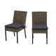 Hampton Bay Laguna Point Brown Wicker Outdoor Patio Dining Chair w/ CushionGuard Midnight Navy Blue Cushions (2-Pack)
