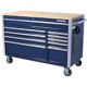 Husky 52 in. W x 24.5 in. D 10-Drawer Blue Mobile Workbench with Solid Wood Top