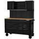 Husky 56 in. W x 27.6 in. D 10-Drawer Matte Black Heavy-Duty Mobile Workbench w/ Pegboard and Top Cabinets