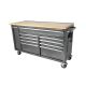 Husky 61 in. W 10-Drawer, Deep Tool Chest Mobile Workbench in Metallic Silver with Sliding Vertical Bin Storage Drawer
