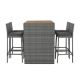 Charmie Gray 5-Piece Wicker Rectangle Bar Height Outdoor Dining Set with Removable Gray Cushions