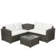 Fhrea 4-Piece Wicker Outdoor Sectional Set with Beige Cushions