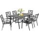 7-Piece Metal Outdoor Dining Set with 6 Stackable Chairs and 1 Rectangular Dining Table with 1.57 in. Umbrella Hole