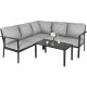 Black 4-Piece Metal Patio Conversation Set with Grey Cushions