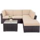 Brown 4-Piece Wicker Outdoor Sectional Set w/ Brown Cushions - HD-F06B804