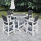 White and Gray 51.18 in. H 5-Piece HDPE Round Outdoor Dining Bar Set