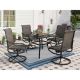 Black 5-Piece Metal Square Patio Outdoor Dining Set with Slat Table and Textilene Swivel Chairs HD-S5-120