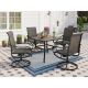 Black 5-Piece Metal Square Patio Outdoor Dining Set with Wood-Look Table and Textilene Swivel Chairs HD-S5-520
