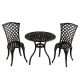 Contemporary Modern 3-pc Aluminum Mesh Lattice Outdoor Patio Garden Bistro Set in Sand Black