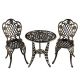 Rose Ornate Traditional 3-pc Aluminum Outdoor Patio Garden Bistro Set in Bronze