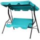 Costway 3 Seats Canopy Patio Swing Glider Hammock Cushioned Backyard in Blue