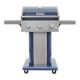 PERMASTEEL 3-Burner Pedestal Propane Gas Grill in Azure with Side Hooks