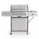 4-Burner Portable Propane Gas Grill in Stainless Steel with Side Burner and Fixed Side Tables