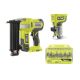 RYOBI ONE+ 18V 18-Gauge Cordless AirStrike Brad Nailer w/ Compact Router (Tools Only) & 15-Piece Shank Carbide Router Bit Set