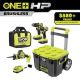 RYOBI ONE+ HP 18V Compact Brushless 3-Tool Combo Kit with LINK Rolling Tool Box, (2) 1.5 Ah Batteries and Charger