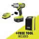 RYOBI ONE+ 18V Cordless 2-Tool Combo Kit with 1/2 in. Impact Wrench, Compact Radio w/ BLUETOOTH, 4.0 Ah Battery, and Charger