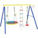 Metal Outdoor Swing Set with Disc Tree Swing Playset and Basketball Hoop