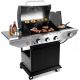 Cesicia Outdoor BBQ 3 Burner Propane Grill Stainless Steel Gas Grill with Side Burner and Thermometer in Silver and Black