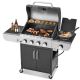 Cesicia Outdoor BBQ 4 Burner Propane Grill Stainless Steel Gas Grill with Side Burner and Thermometer in Silver and Black