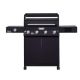 Monument Grills Denali 4-Burner Propane Gas Grill in Black with Clearview Lid, 3-Phase LED Controls and Side Burner