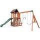 KidKraft Raptor Trail Wooden Swing Set/Playset with Twisty Ladder, Wavy Slide and Rock Wall