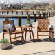 Walker Edison Furniture Company Brown 3-Piece Rocking Wood Outdoor Chair Chat Set