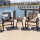 Walker Edison Furniture Company Dark Brown 3-pc Rocking Wood Outdoor Chair Chat Set