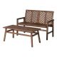Walker Edison Furniture Company 2-pc Wood Chevron Outdoor Patio Conversation Set in Dark Brown