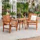 Walker Edison Furniture Company 3-Piece Wood Chevron Outdoor Patio Conversation Set in Brown
