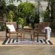Walker Edison Furniture Company 3-Piece Wood Chevron Outdoor Patio Conversation Set in Dark Brown
