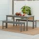 Walker Edison Furniture Company Chevron Grey Wash 3-pc Wood Outdoor Patio Dining Set