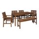 Walker Edison Furniture Company Chevron Dark Brown 6-Piece Wood Outdoor Patio Dining Set