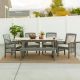 Walker Edison Furniture Company Chevron Grey Wash 6-Piece Classic Outdoor Patio Dining Set with Cream Cushions