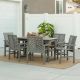 Walker Edison Furniture Company Grey Wash 7-Piece Extendable Wood Outdoor Patio Dining Set