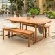 Walker Edison Furniture Company Brown 3-Piece Acacia Wood Outdoor Patio Dining Set