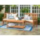 Walker Edison Furniture Company Brown 3-Piece Acacia Wood Outdoor Patio Conversation Set with Tan Cushions