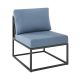 Welwick Designs Metal Armless Middle Outdoor Patio Modern Modular Sectional Chair w/ Blue Cushions