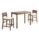 Welwick Designs Acacia Dark Brown 3 pc Wood Rectangle Counter Height Outdoor Dining Set w/ White Cushions