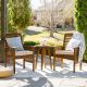 Welwick Designs Dark Brown 3 Piece Acacia Wood Patio Conversation Set w/ Ivory Cushions