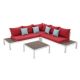 White Coated 4-Piece Aluminum Outdoor Sectional Seating Group with Red Cushions