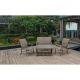 4-Piece Aluminum Patio Conversation Set with Faux Wood Top Table and Quick Dry Cushioning Set